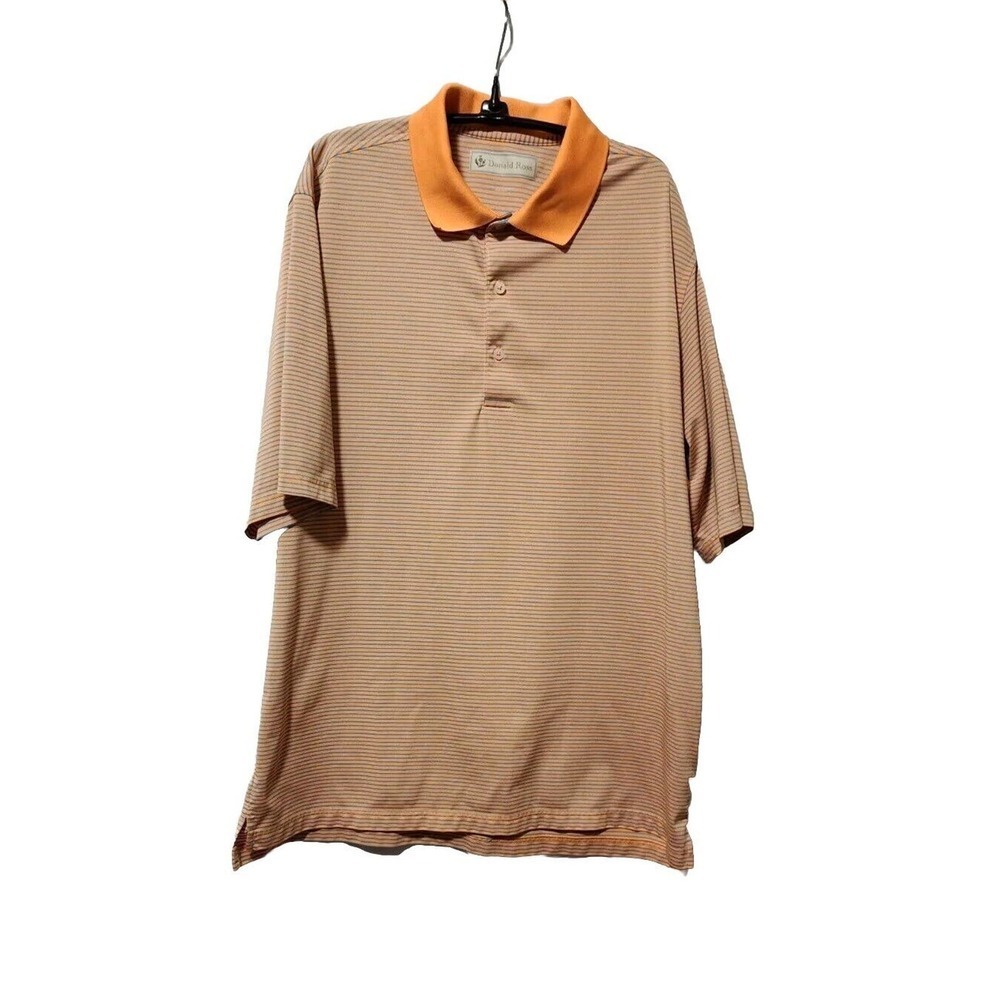 Donald Ross Men's Size XL Orange Striped Short Sleeve Golf Polo Shirt